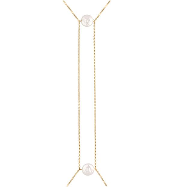 Naszyjnik złoty z perłami body chain Olive NSA0672