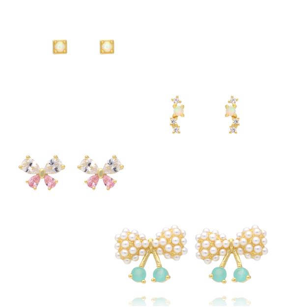 Zestaw kolczyków pozłacanych z cyrkoniami KLT0059