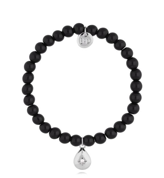 Bransoletka z czarnymi agatami Renee BPA0398