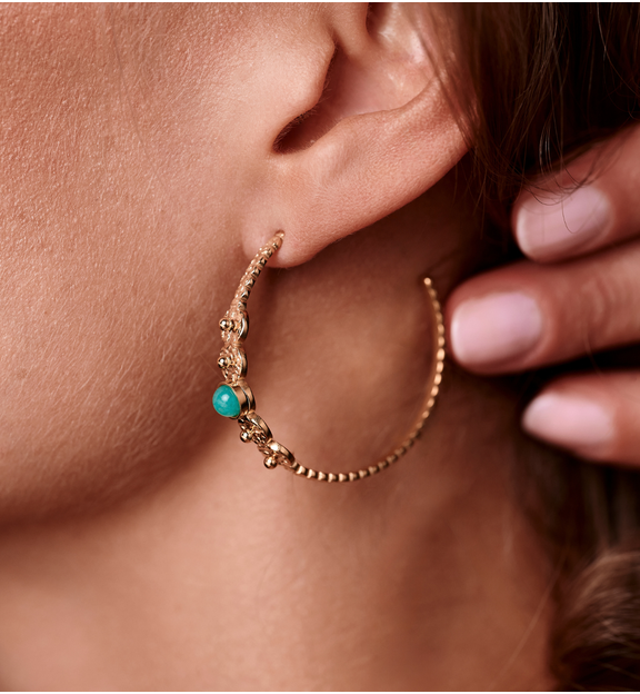 Kolczyki koła ze złoceniem i amazonitem KEA0019