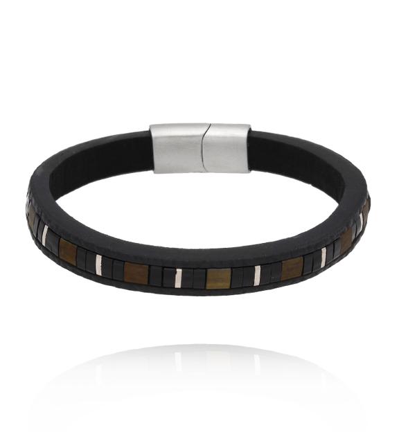 Bransoletka męska czarna z mozaiką BMITC1018