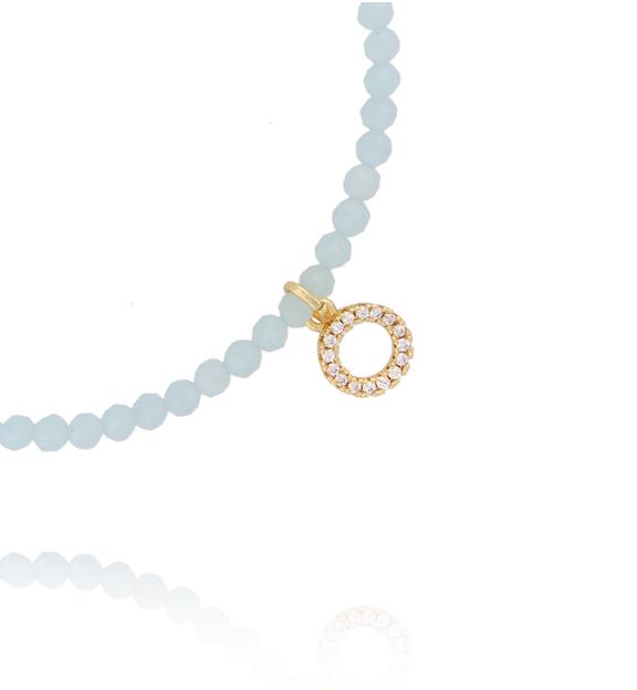 Bransoletka z błękitnych kamieni z zawieszką z cyrkoniamiBTW3615