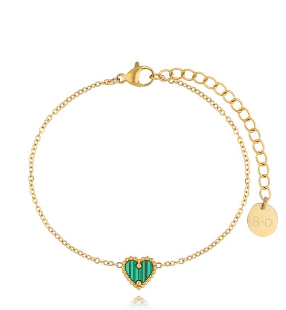 Bransoletka z zielonym sercem Loving Heart BSY0066