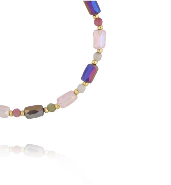 Bransoletka kryształkami fioletowo różowa BSC2058