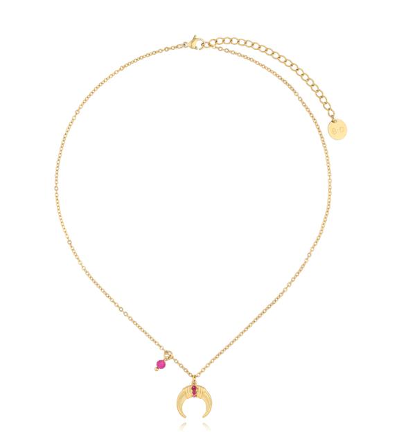 Naszyjnik złoty z księżycem Fuchsia Moon NSY0100