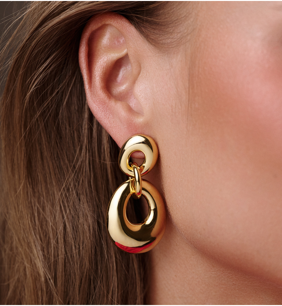 Kolczyki złote o opływowym kształcie KRG1100