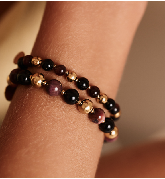 Bransoletka z agatami i tygrysim okiem BPA0526