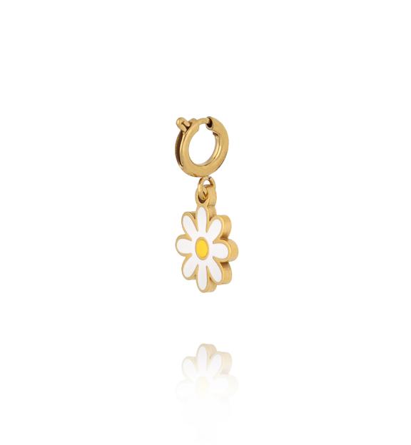 Charms stokrotka z białą emalią CHA0284
