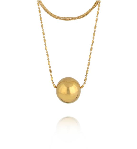 Naszyjnik podwójny z kulką złoty NSY0573