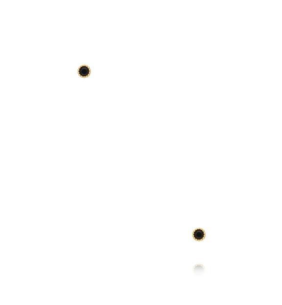 Zestaw drobnych kolczyków złoconych z czarną cyrkonią KMB0008