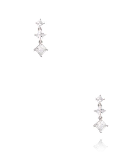 Koczyki z trzeba transparentnymi cyrkoniami srebrne KSS2006