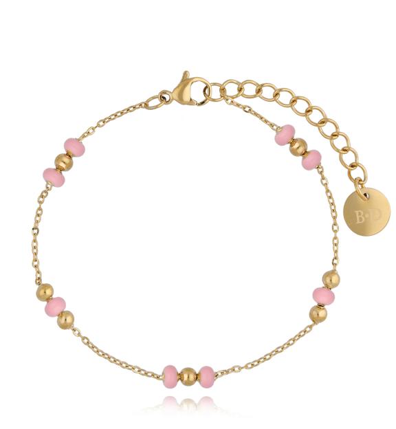 Bransoletka z różowymi kuleczkami z emalią Enamel Balls BSA0275