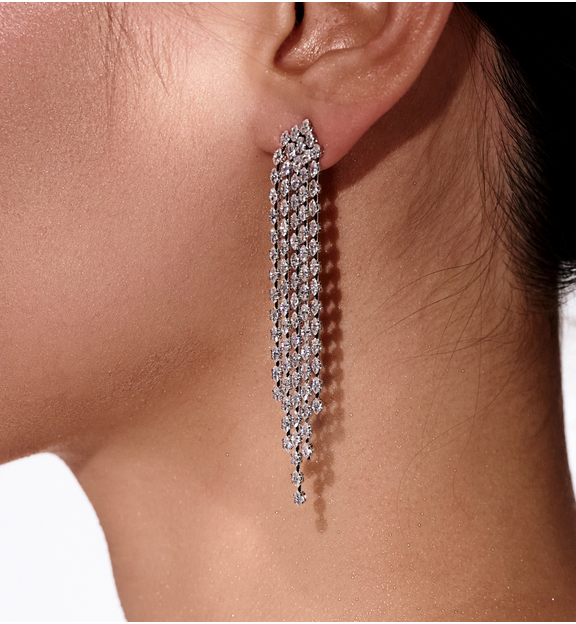 Kolczyki z kryształową kaskadą srebrne KSS2162