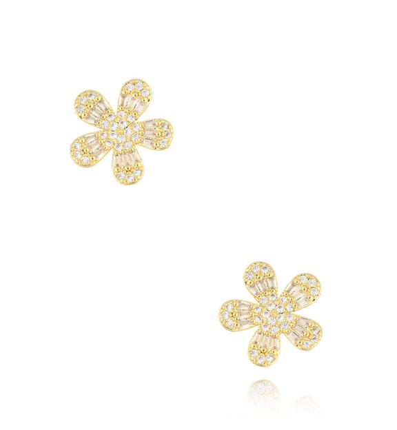 Kolczyki złote z kwiatami Fleurette KSS1507