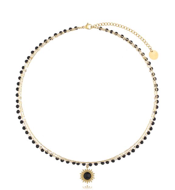 Naszyjnik z czarną zawieszką Kazuno NSY0199