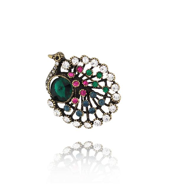 Broszka z kolorowym pawiem Paon Coloré BRSS0216
