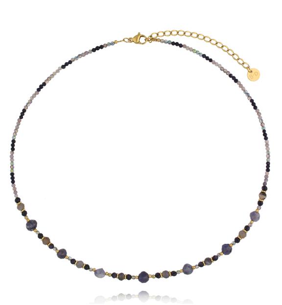 Naszyjnik z nocą Kairu, lolitu i szklanych koralików NTW1572