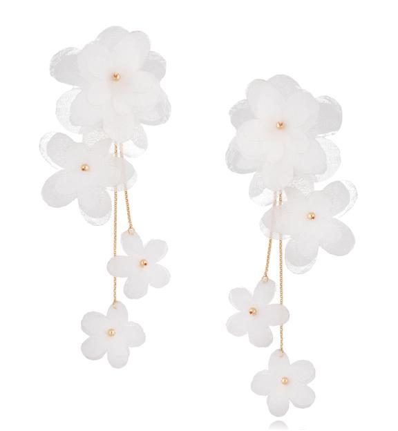 Kolczyki satynowe kwiaty  Blossom White Primerose KBL0871