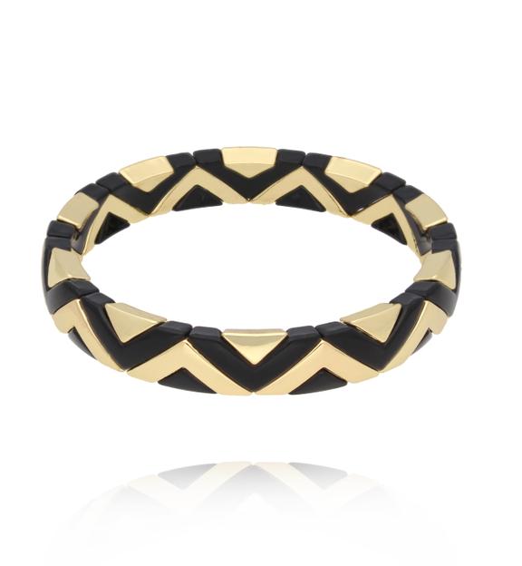 Bransoletka elastyczna w czarno-złotym odcieniu BCR0039