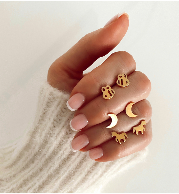 Kolczyki ze stali szlachetnej pozłacane Winner KSA0334