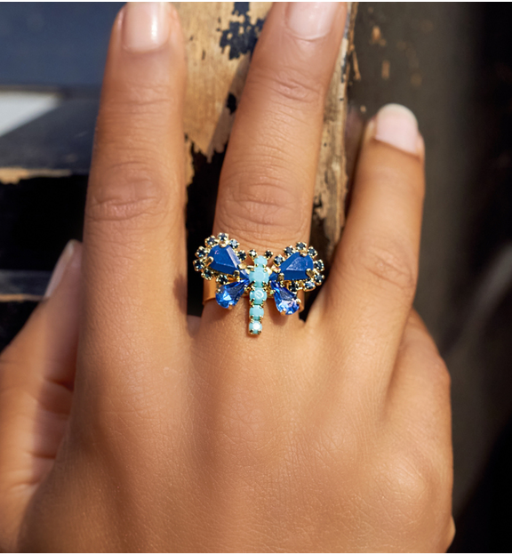 Pierścionek z niebieskim motylkiem Blue Butterfly PMI0111