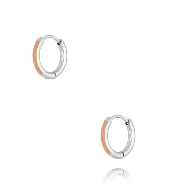 Kolczyki srebrne koła z brzoskwiniową emalią Enamel Small Hoops KSA1597
