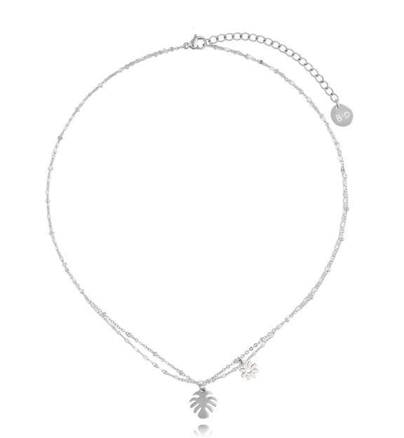 Naszyjnik srebrny z liściem monstery Summer Love NSY0106