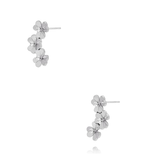 Kolczyki z kwiatuszkami srebrne KSY0696
