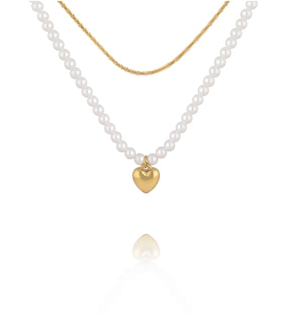 Zestaw naszyjników z perełkami i złotem ZN0023