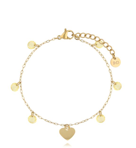 Bransoletka złota z kryształkami i sercami BSY0126