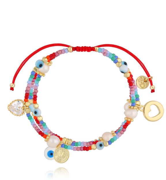 Bransoletka kolorowa z charmsami Luckily BSC1645