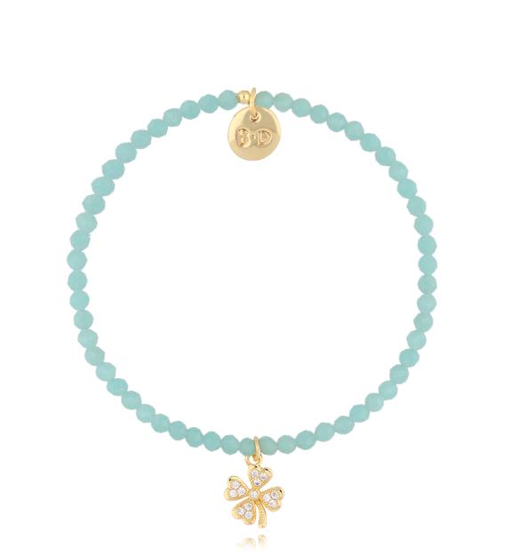 Bransoletka turkusowa z koniczynką Alfdis BTW1998