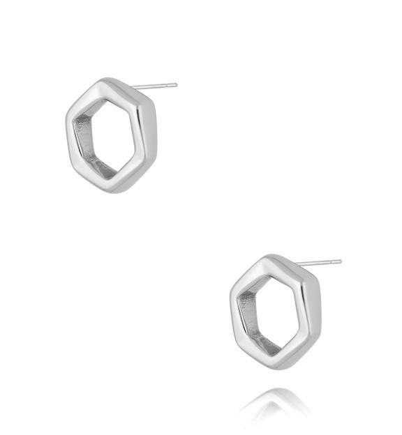 Kolczyki srebrne sześciokątne Geometric KSA2129