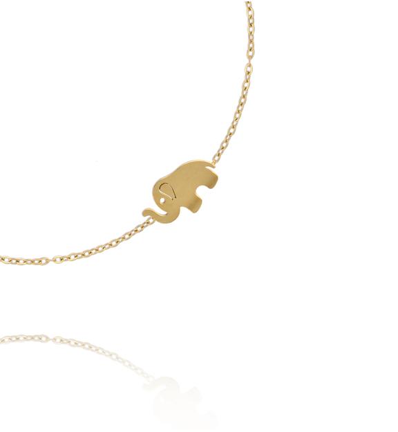 Delikatna bransoletka ze słonikiem na złotym łańcuszku BSY0551