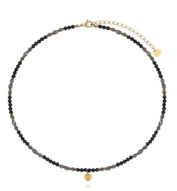 Naszyjnik z hematytami i sercem NTW1663