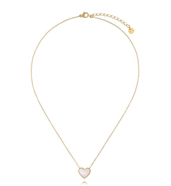 Naszyjnik złoty z serduszkiem z masy perłowej NSY0622