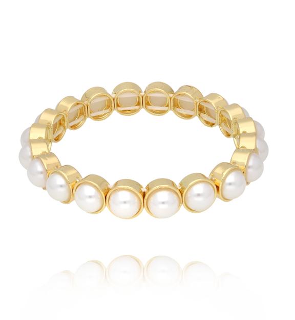 Bransoletka z perłami w złotych oprawach BCR0024