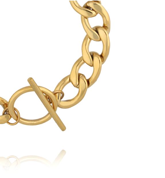 Bransoletka z grubego, złoconego łańcucha ze stali szlachetnej BSY0401