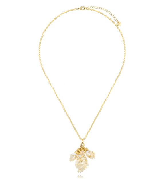 Naszyjnik z kwiatkiem kremowy Floral Leaf NBI0015