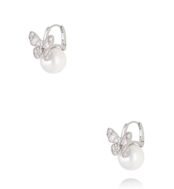 Kolczyki srebrne z perłami i motylkami KSS2175
