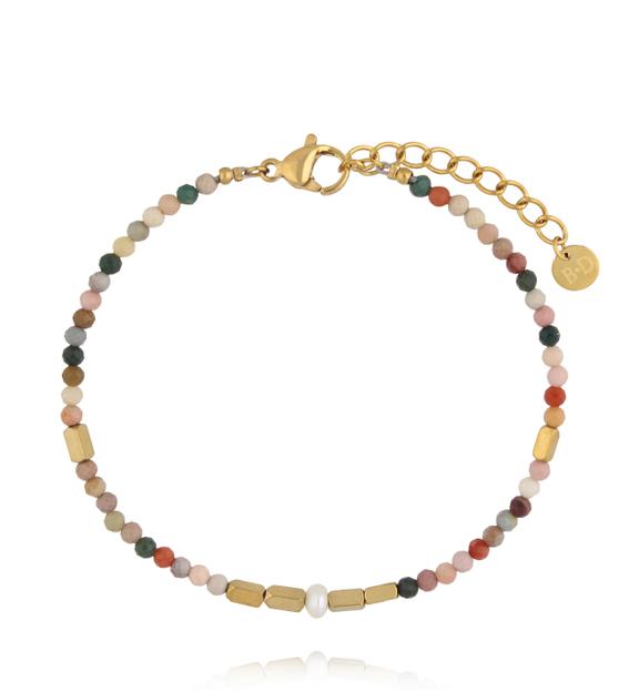 Bransoletka z jaspisami i pozłacanymi elementami BEA0087