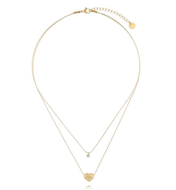 Naszyjnik z sercem i cyrkonią podwójny NSY0844