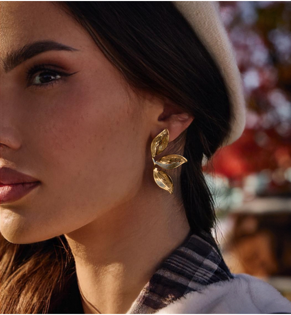 Kolczyki liście złote Leaf KSA2124