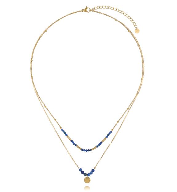 Naszyjnik warstwowy ze złoceniem i lapis lazuli NEA0101