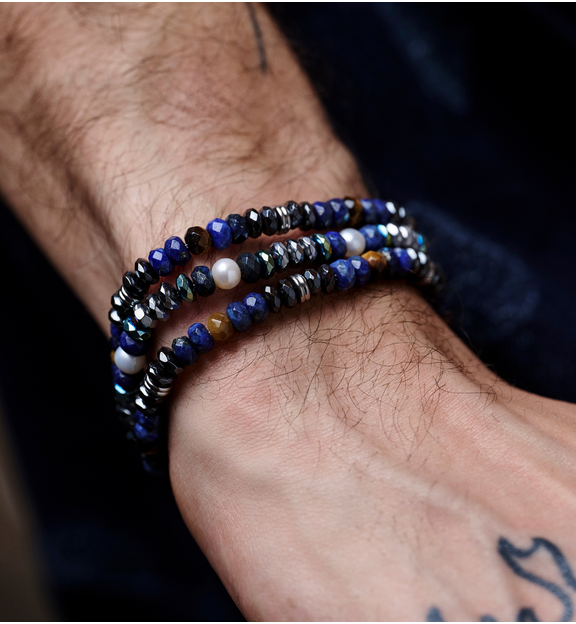 Bransoletka z hematytami i lapisami Eindridi BMITC0582