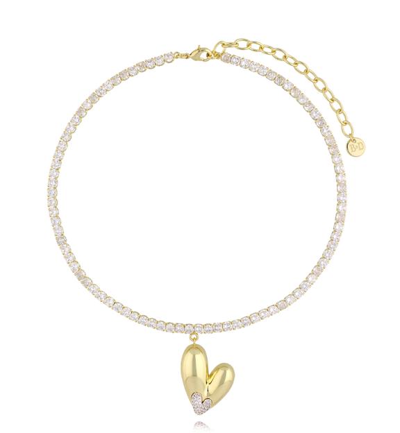 Naszyjnik typu tennis z zawieszką serca NS0420