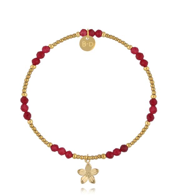 Bransoletka z jadeitu i zawieszką kwiatuszka BTW3529