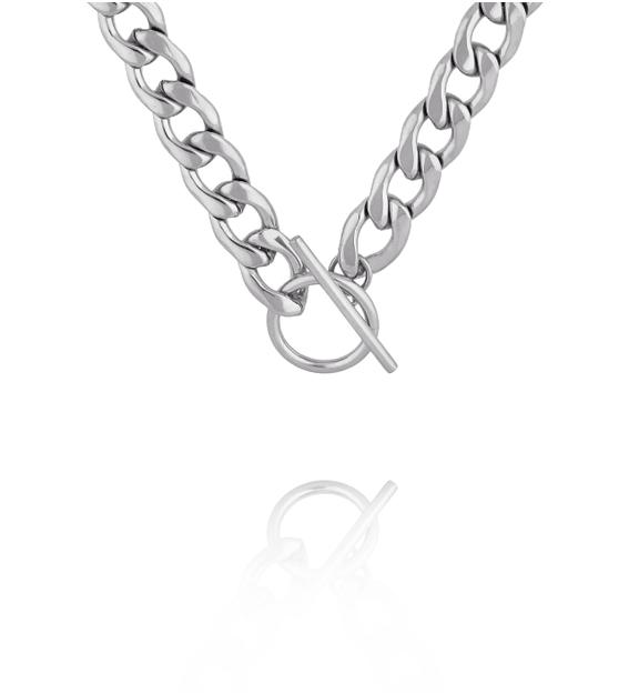 Naszyjnik typu curb w kolorze srebrnym NSY0586