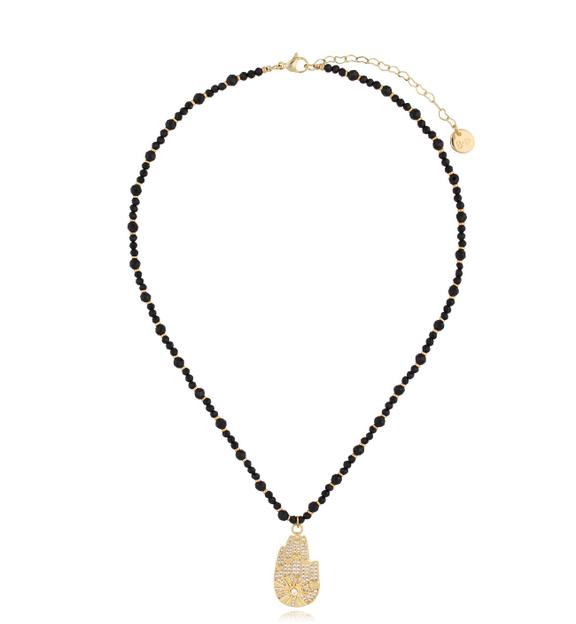 Naszyjnik z turmalinami i ręką Fatimy Bonheur NTW0993