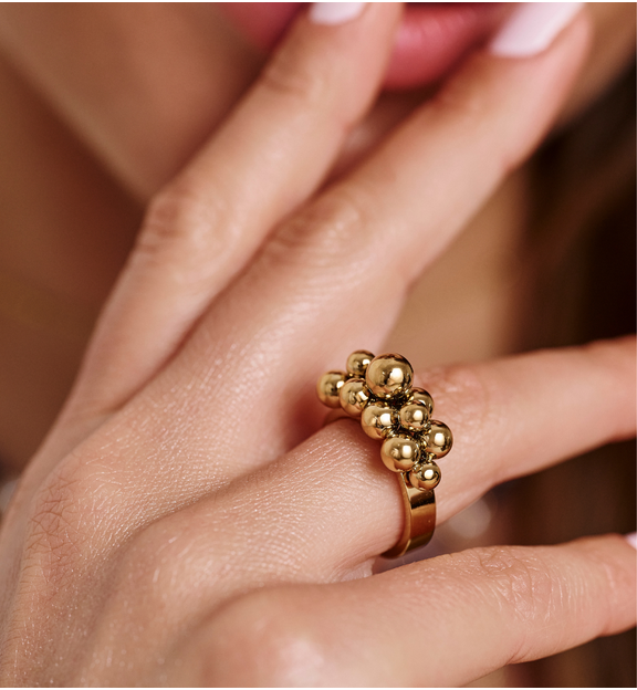 Pierścionek z kuleczkami złoty PSA1036